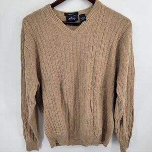 Allen Solly Cashmere Cableknit Men's Beige V-Neck Sweater Size Medium